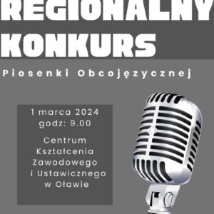 XIV Regionalny Konkurs Piosenki Obcojęzycznej – zaproszenie