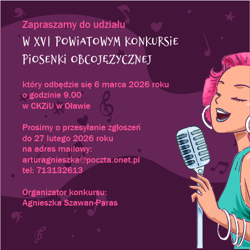XVI Powiatowy Konkurs Piosenki Obcojęzycznej